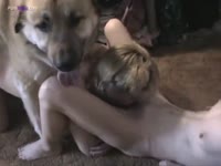 Hot beastiality threesome with two sluts and dog